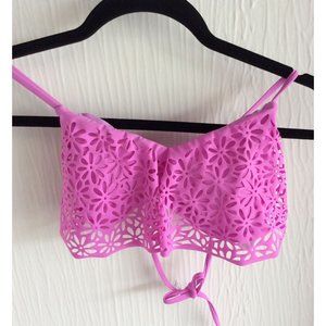 NWT, Ninety Five, Size S, Bikini Top, Vivid Lilac Color, Criss Cross Tie Back